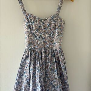 Bird Print A Line Tank or Strapless Dress